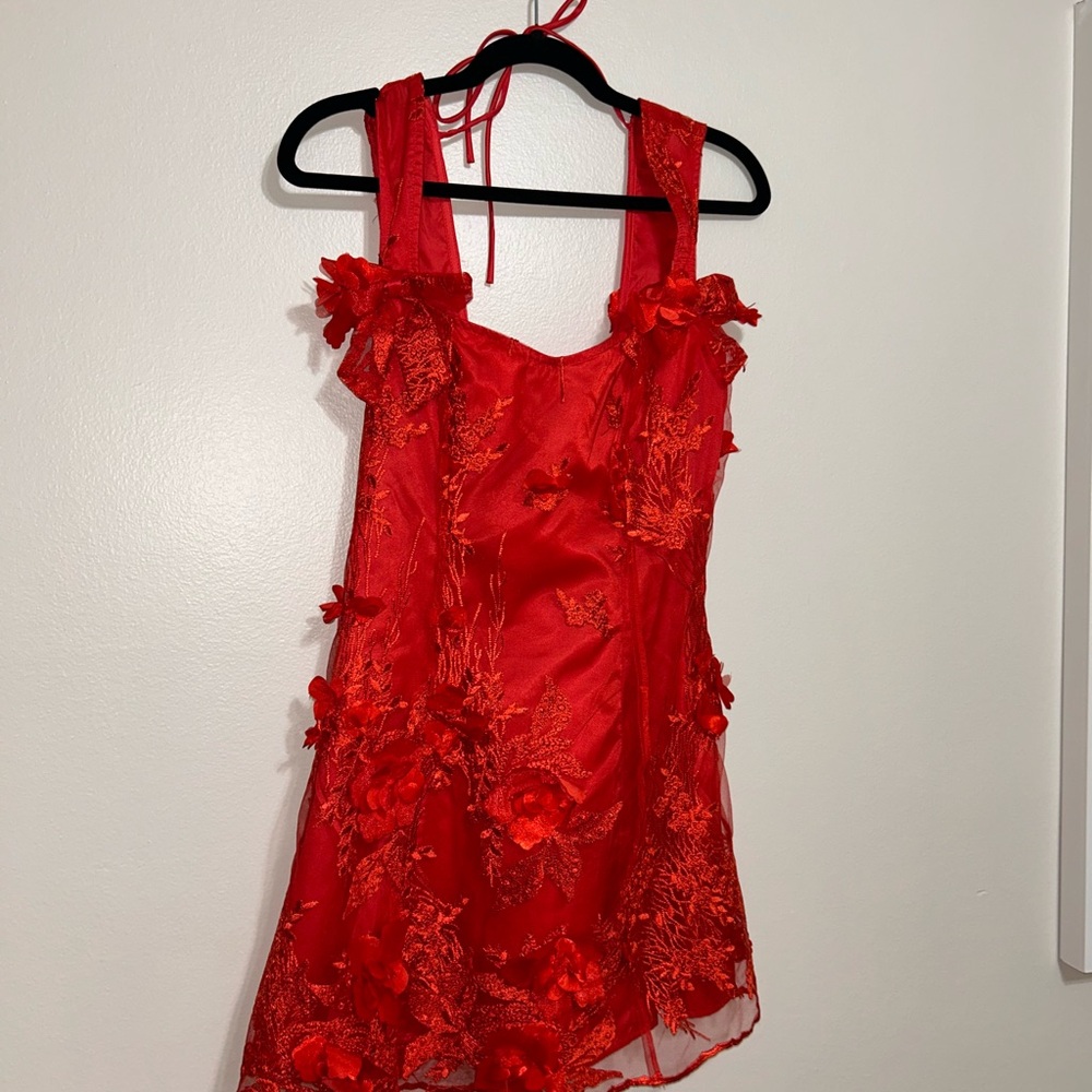 Dolls Kill Red Floral Midi Dress
